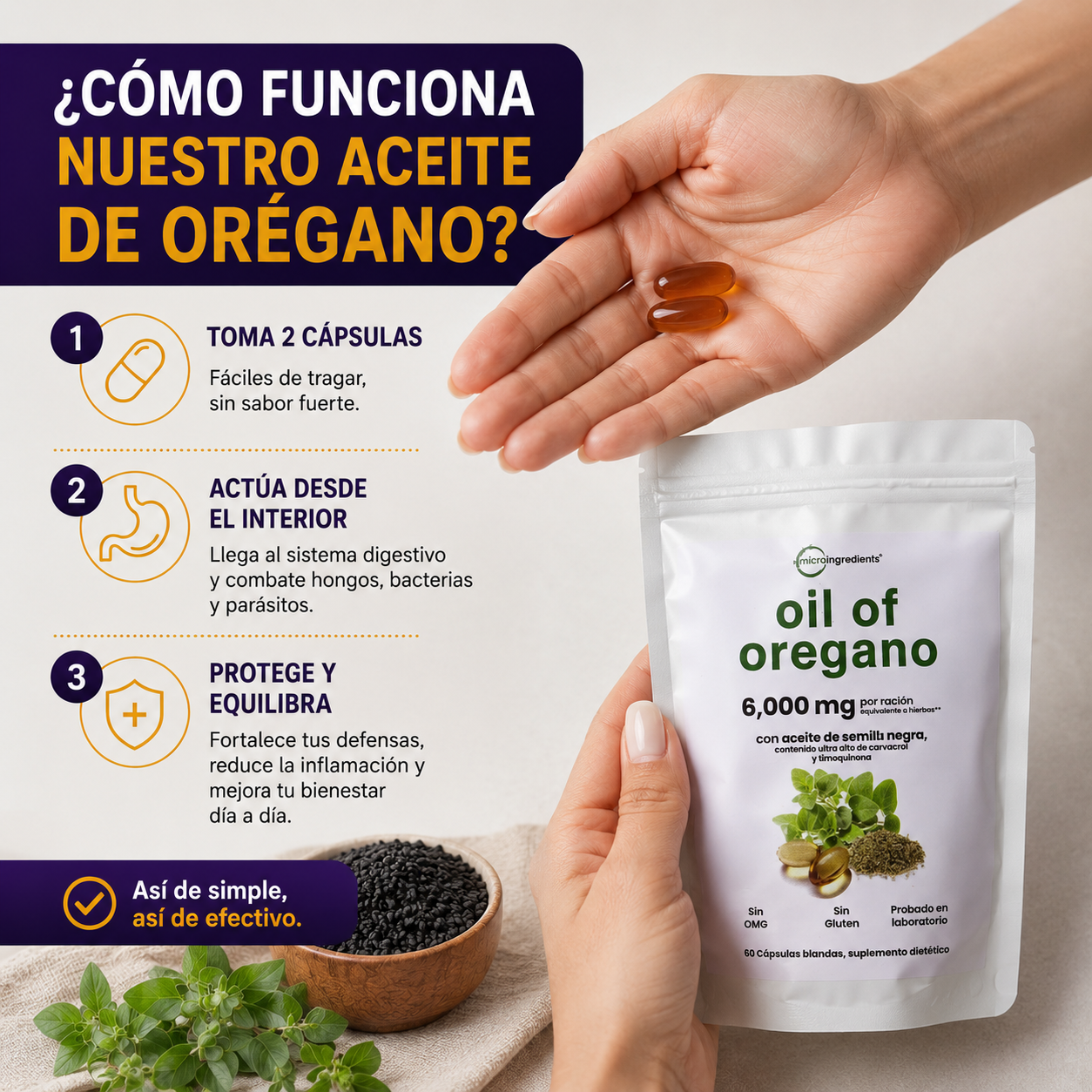 Aceite De Orégano 6000 Mg 60 capsulas